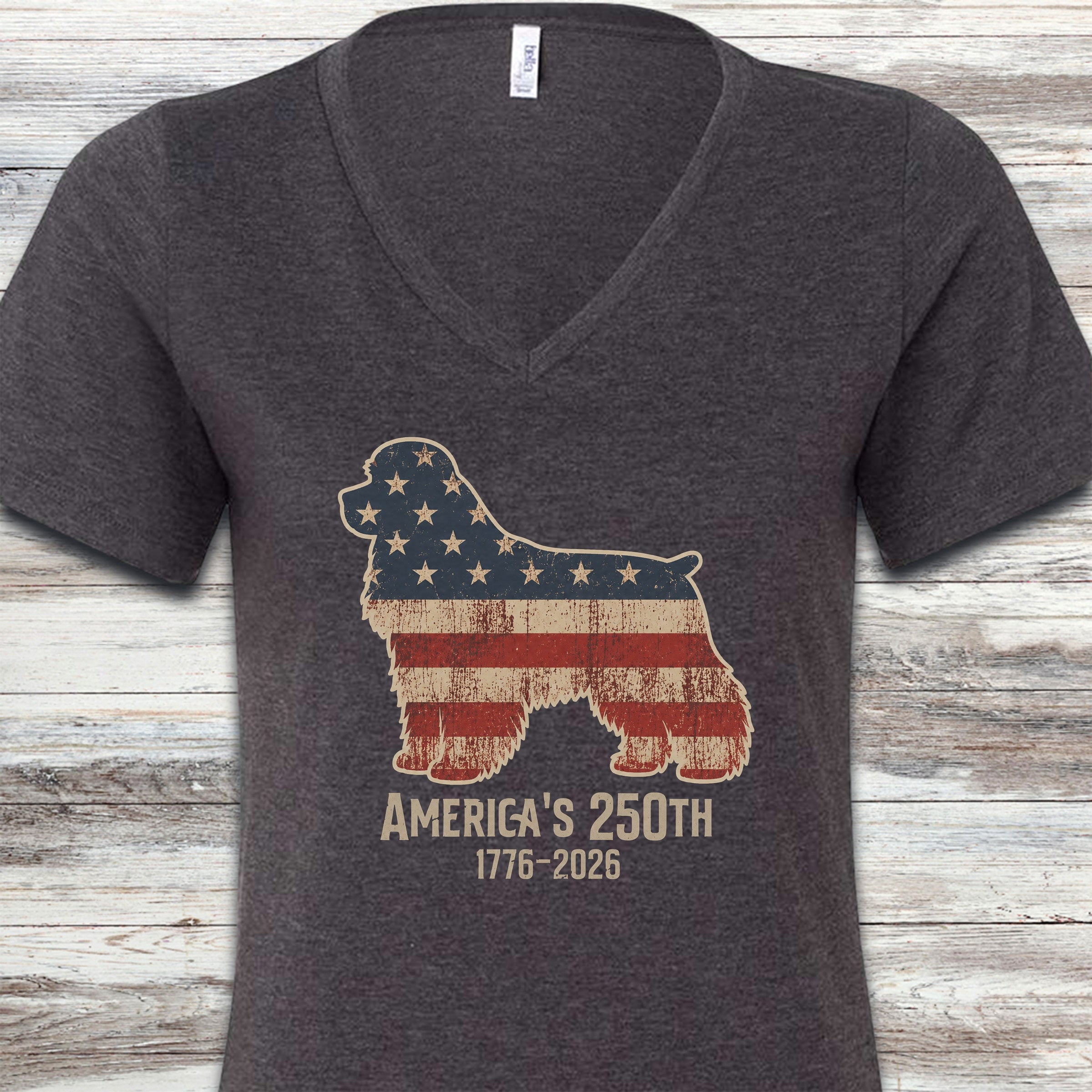 Cocker Spaniel 250 V-Neck Tee - Dark Grey Heather