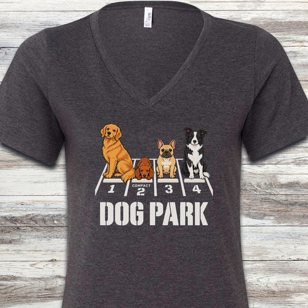 Dog Park V-Neck Tee - Dark Grey Heather