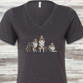 Australian Shepherd Blue Merle Trio V-Neck Tee - Dark Grey Heather