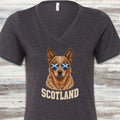 Australian Cattle Dog Red Scotland V-Neck Tee - Dark Grey Heather