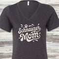 Schnauzer Groovy Mom V-Neck Tee - Dark Grey Heather