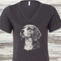 Beagle Loyalty V-Neck Tee - Dark Grey Heather
