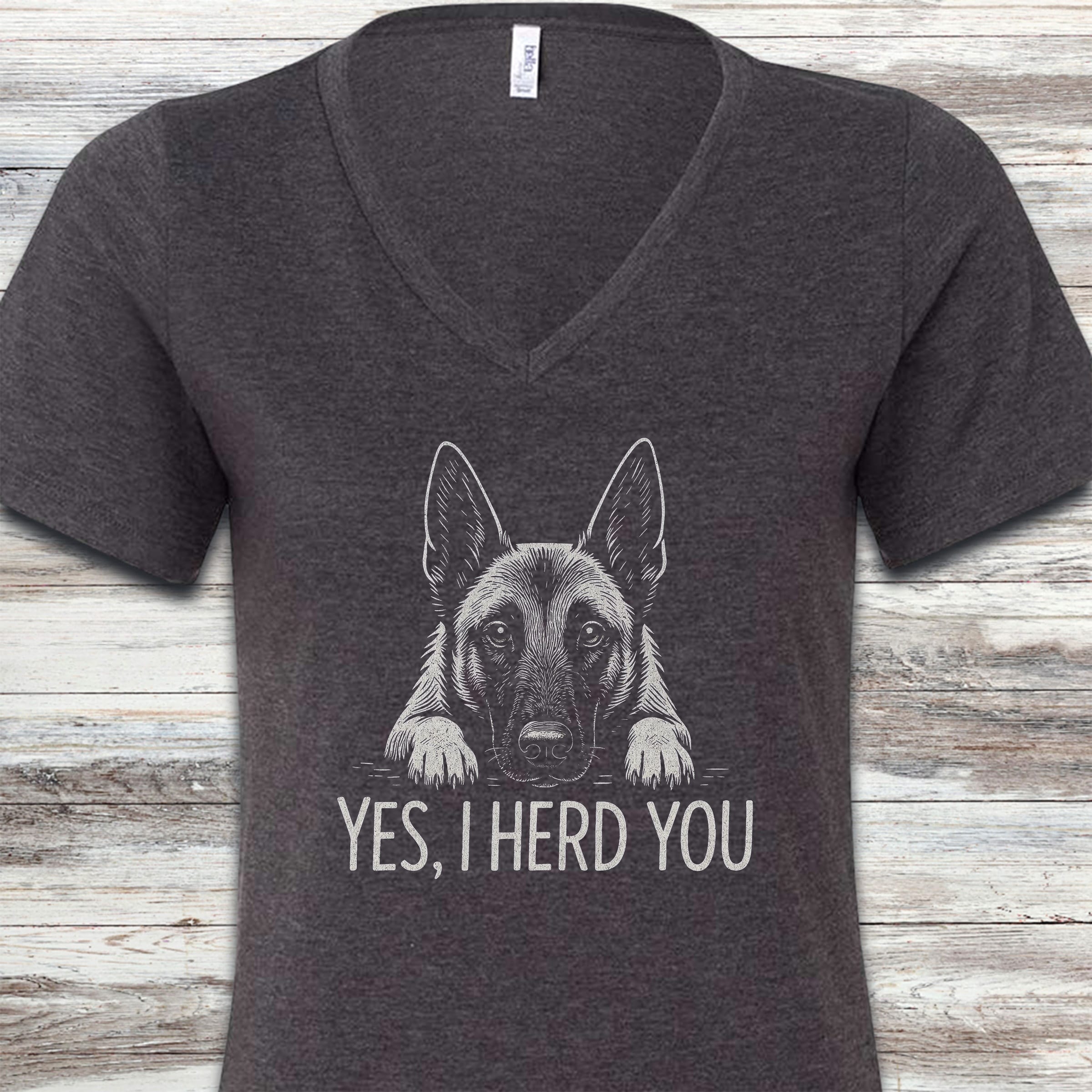 Belgian Malinois Herd You V-Neck Tee - Dark Grey Heather