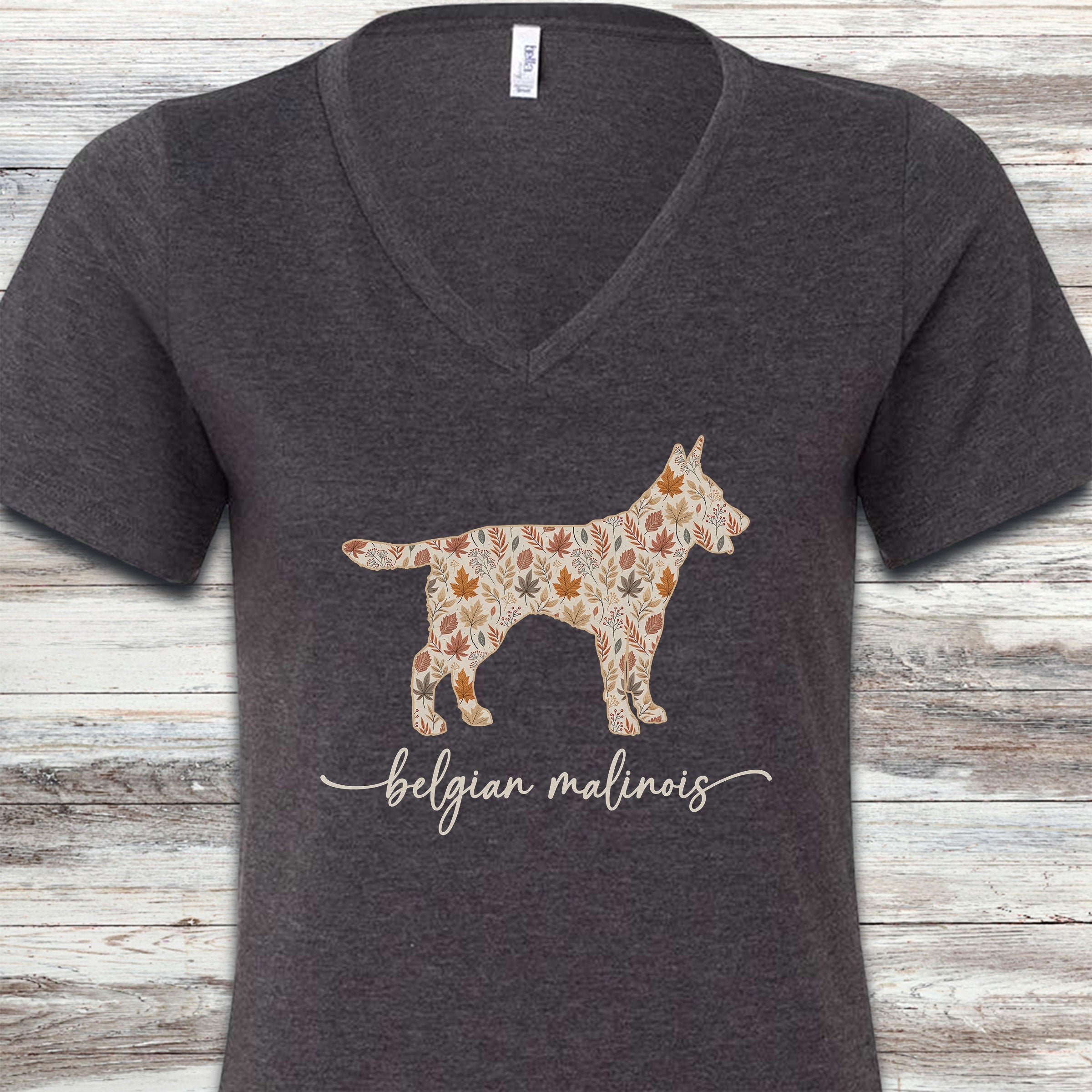 Belgian Malinois Fall V-Neck Tee - Dark Grey Heather