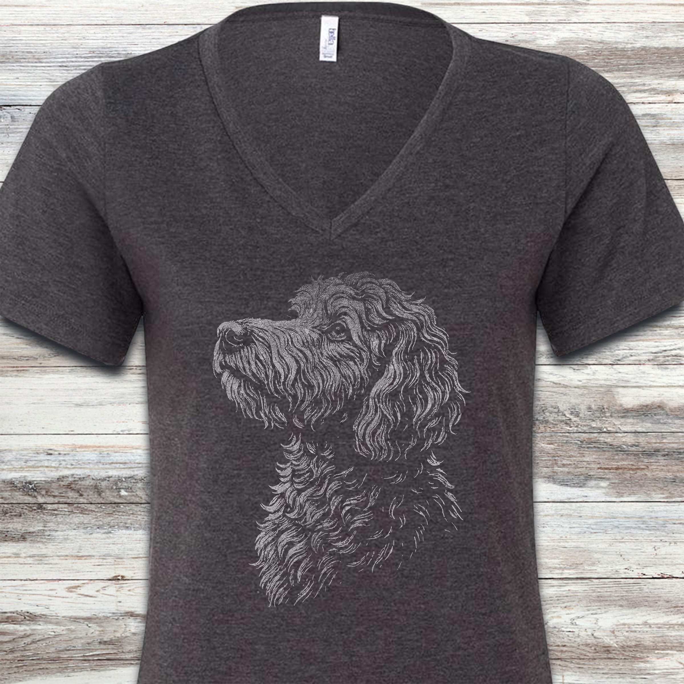 Doodle Loyalty V-Neck Tee - Dark Grey Heather