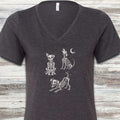 Skelly Dog V-Neck Tee - Dark Grey Heather