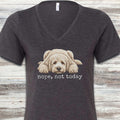 Goldendoodle Cream Nope V-Neck Tee - Dark Grey Heather