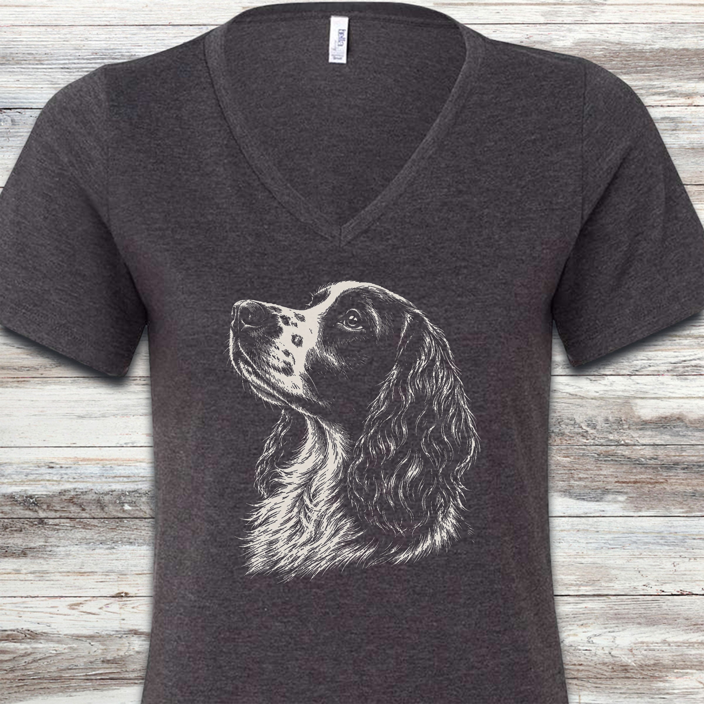 English Springer Spaniel Loyalty V-Neck Tee - Dark Grey Heather
