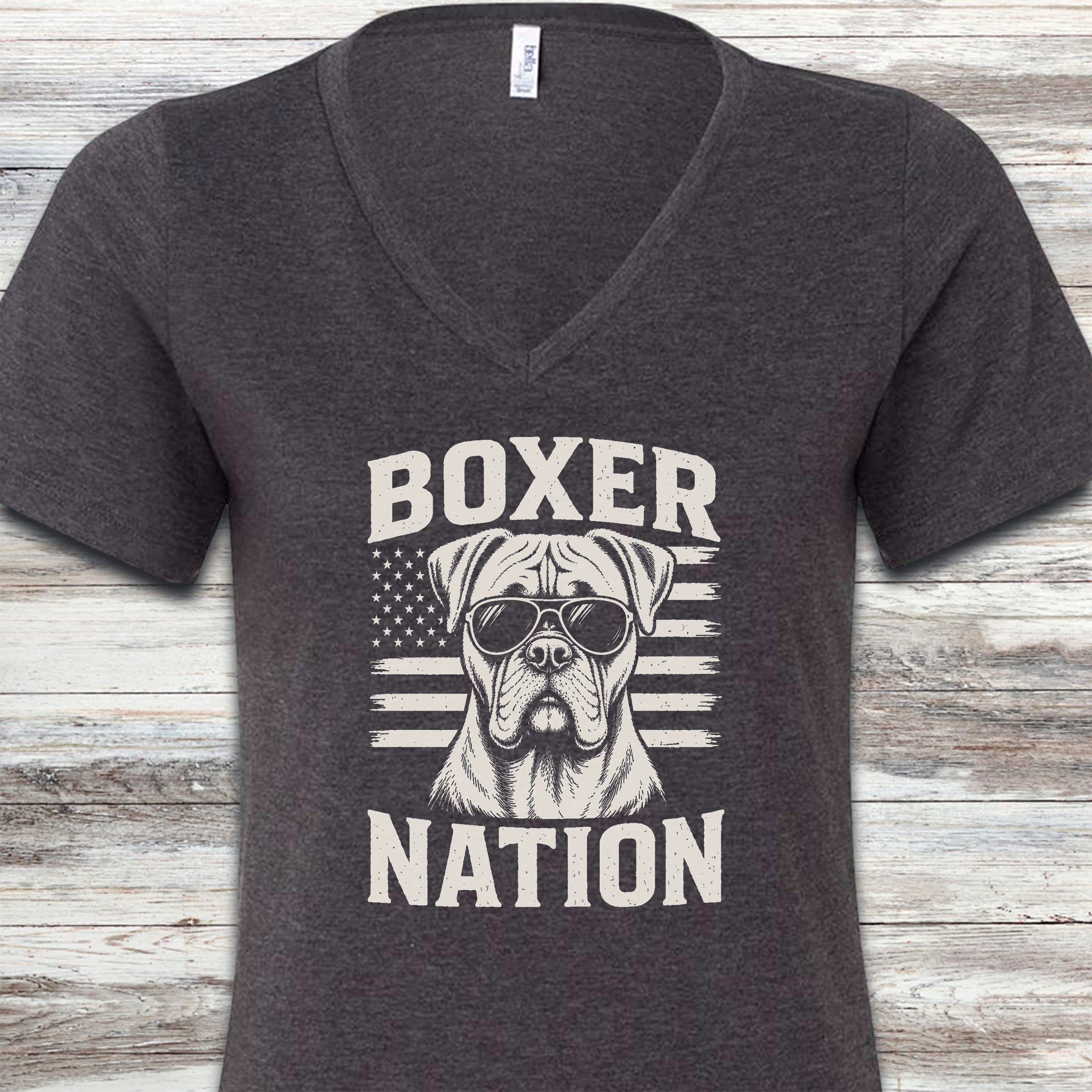 Boxer Nation V-Neck Tee - Dark Grey Heather