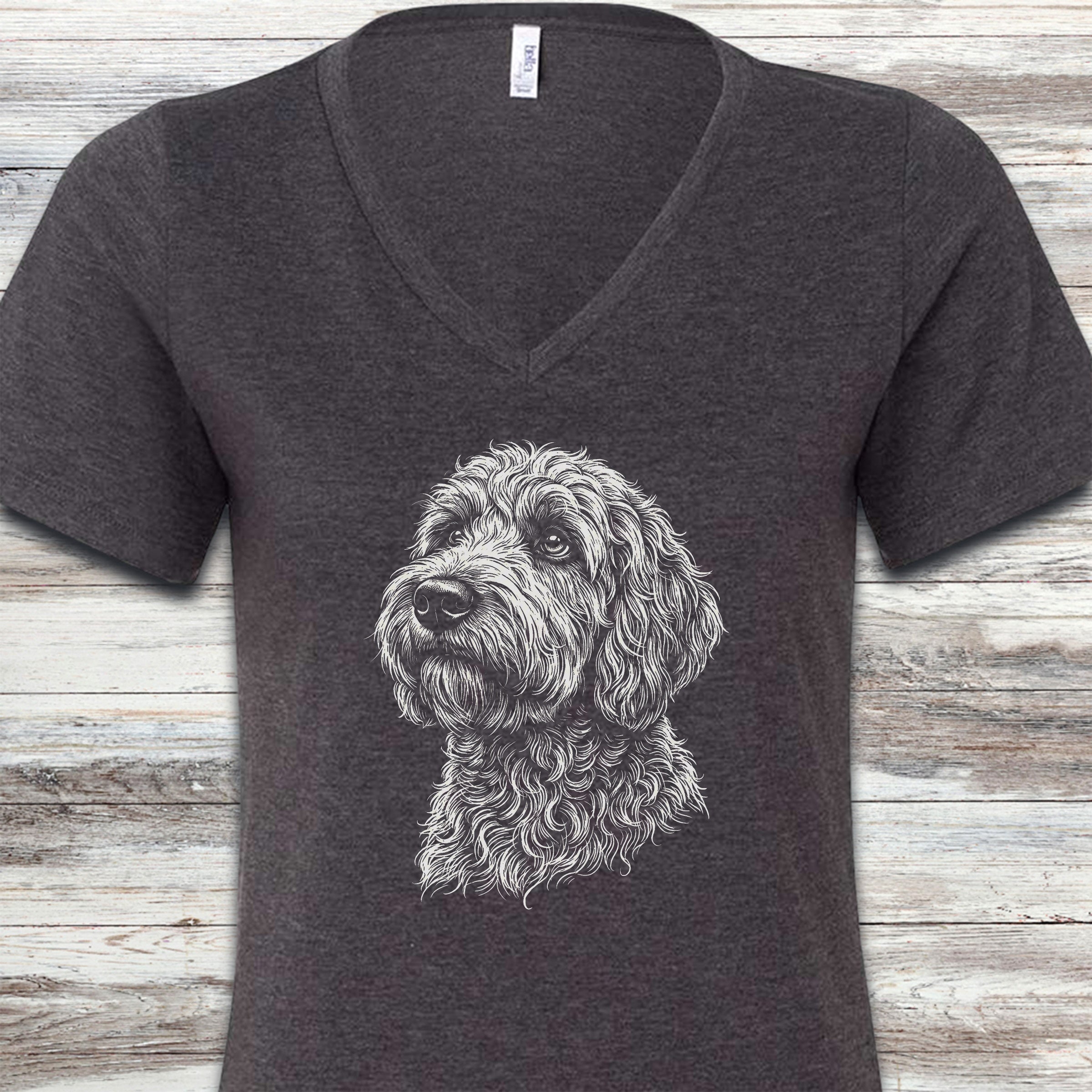 Labradoodle Loyalty V-Neck Tee - Dark Grey Heather