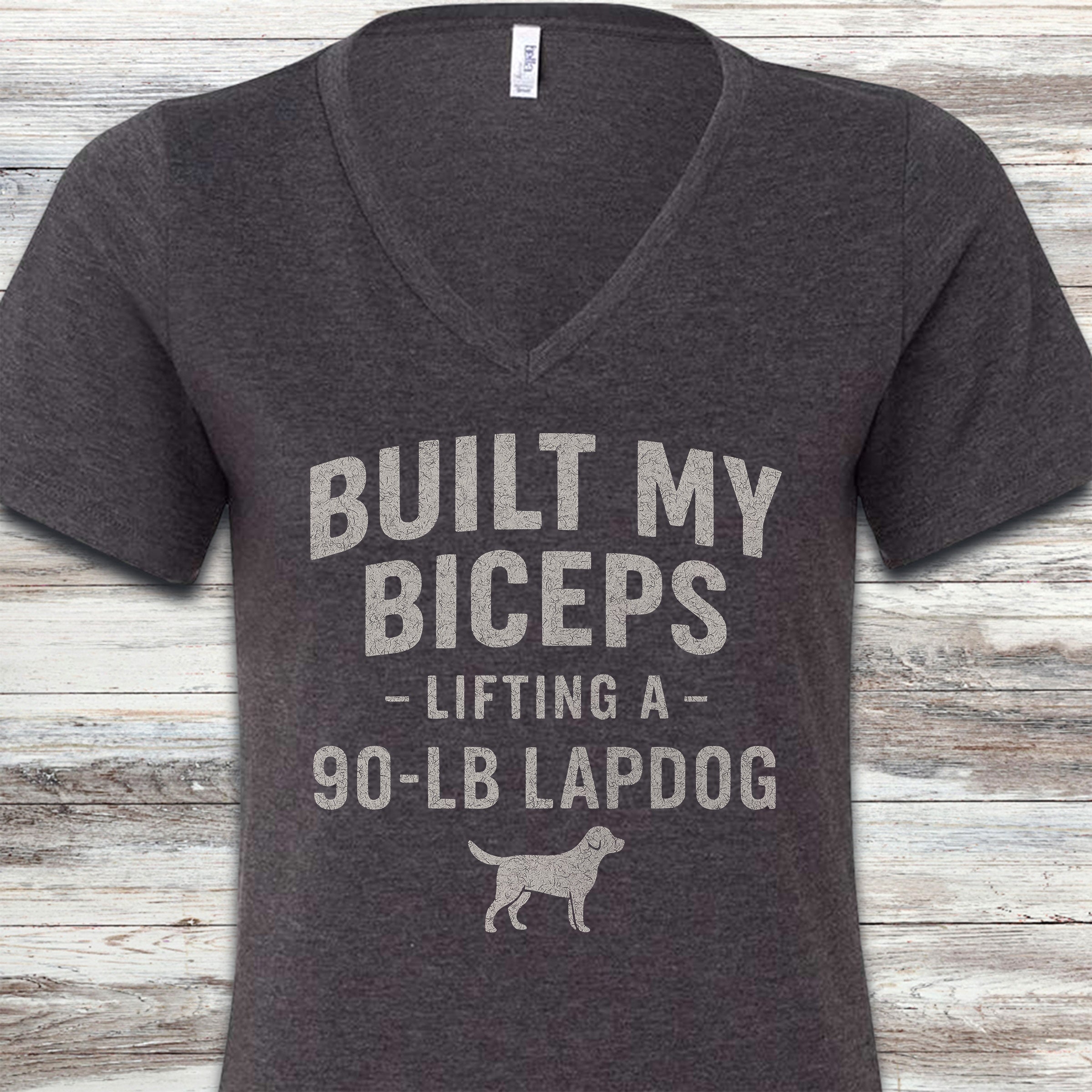 Built My Biceps V-Neck Tee - Dark Grey Heather