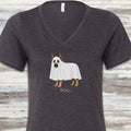 German Shepherd Boo V-Neck Tee - Dark Grey Heather
