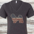 Havanese Vintage USA V-Neck Tee - Dark Grey Heather