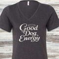 Good Dog Energy V-Neck Tee - Dark Grey Heather