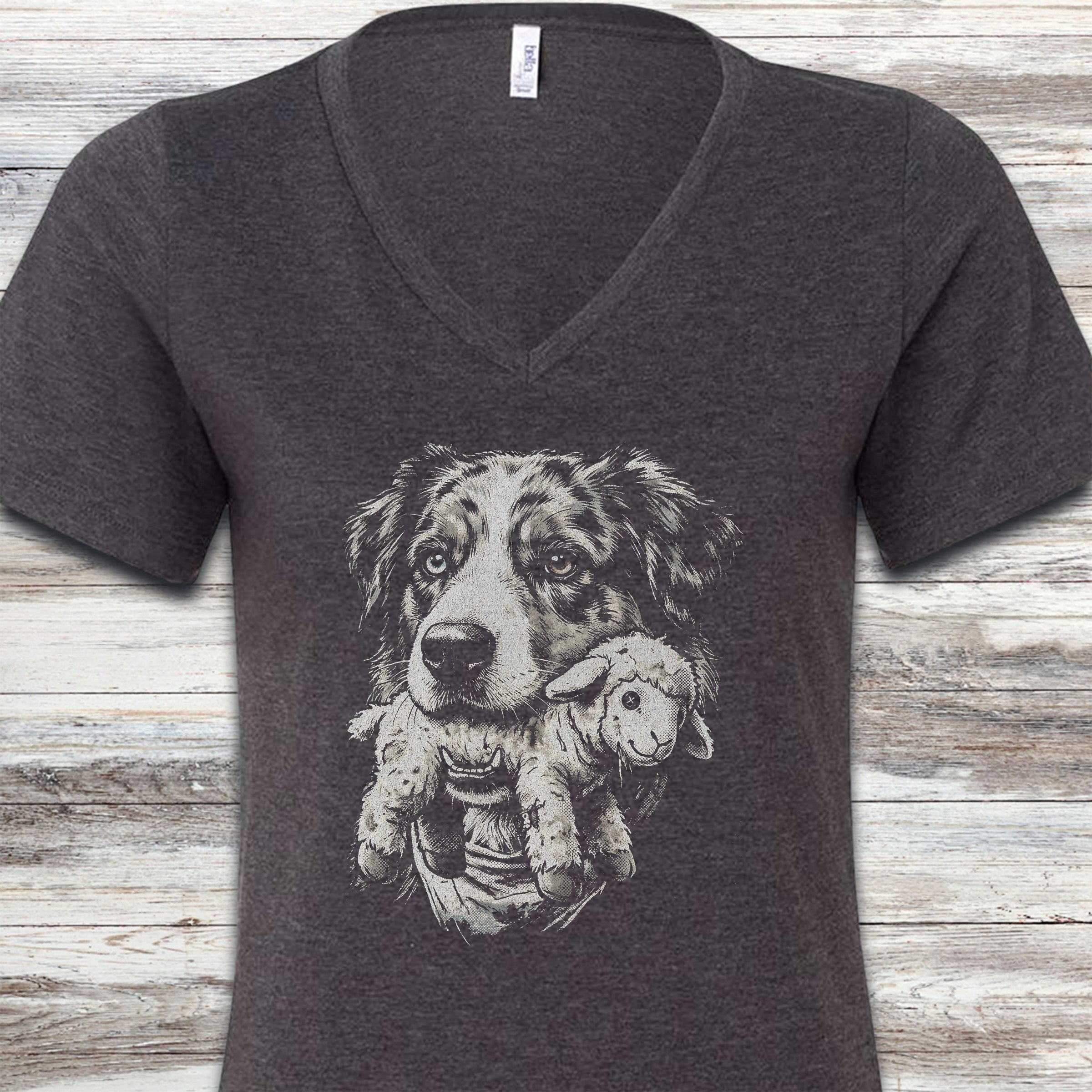 Australian Shepherd Favorite Toy V-Neck Tee - Dark Grey Heather