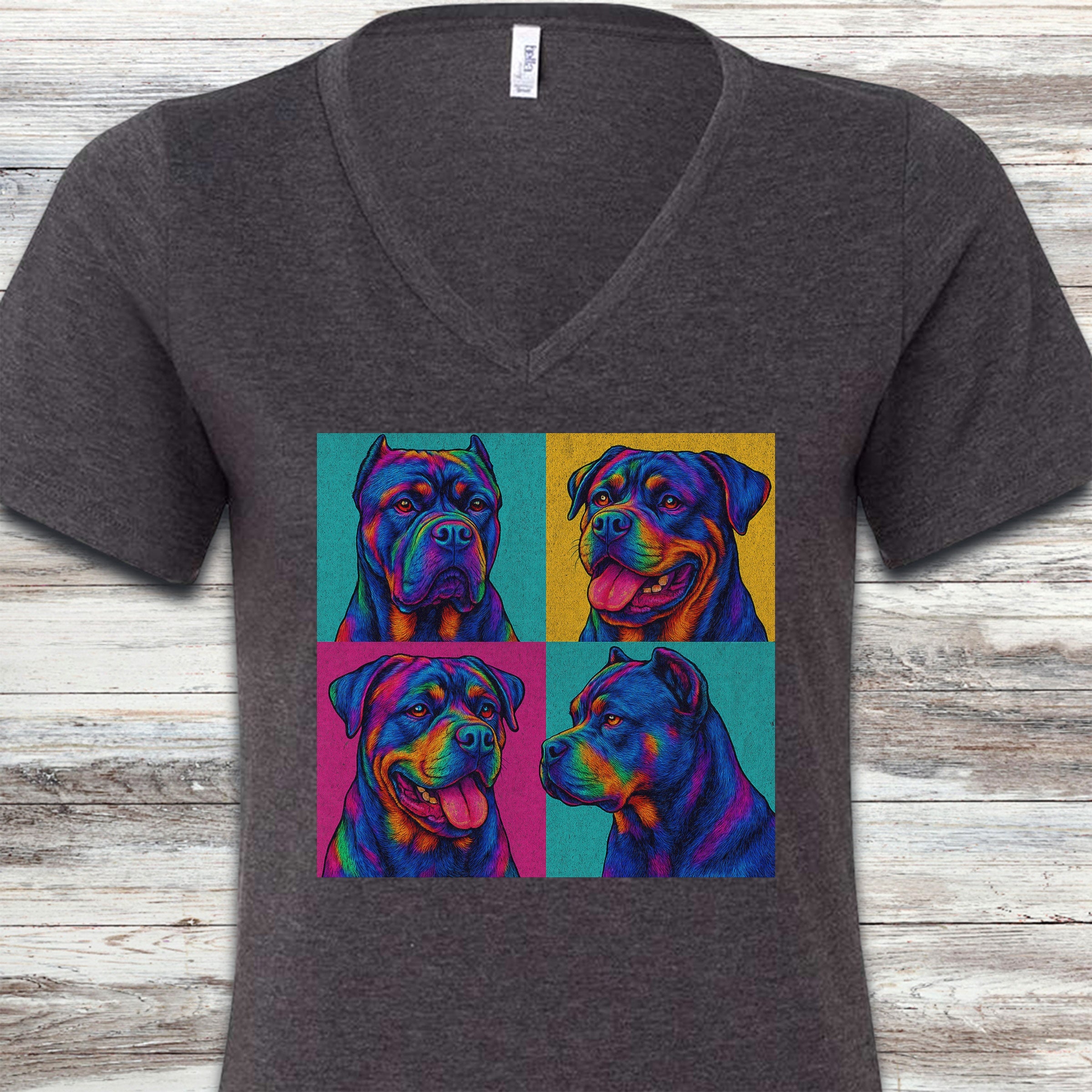 Cane Corso Pop Art V-Neck Tee - Dark Grey Heather