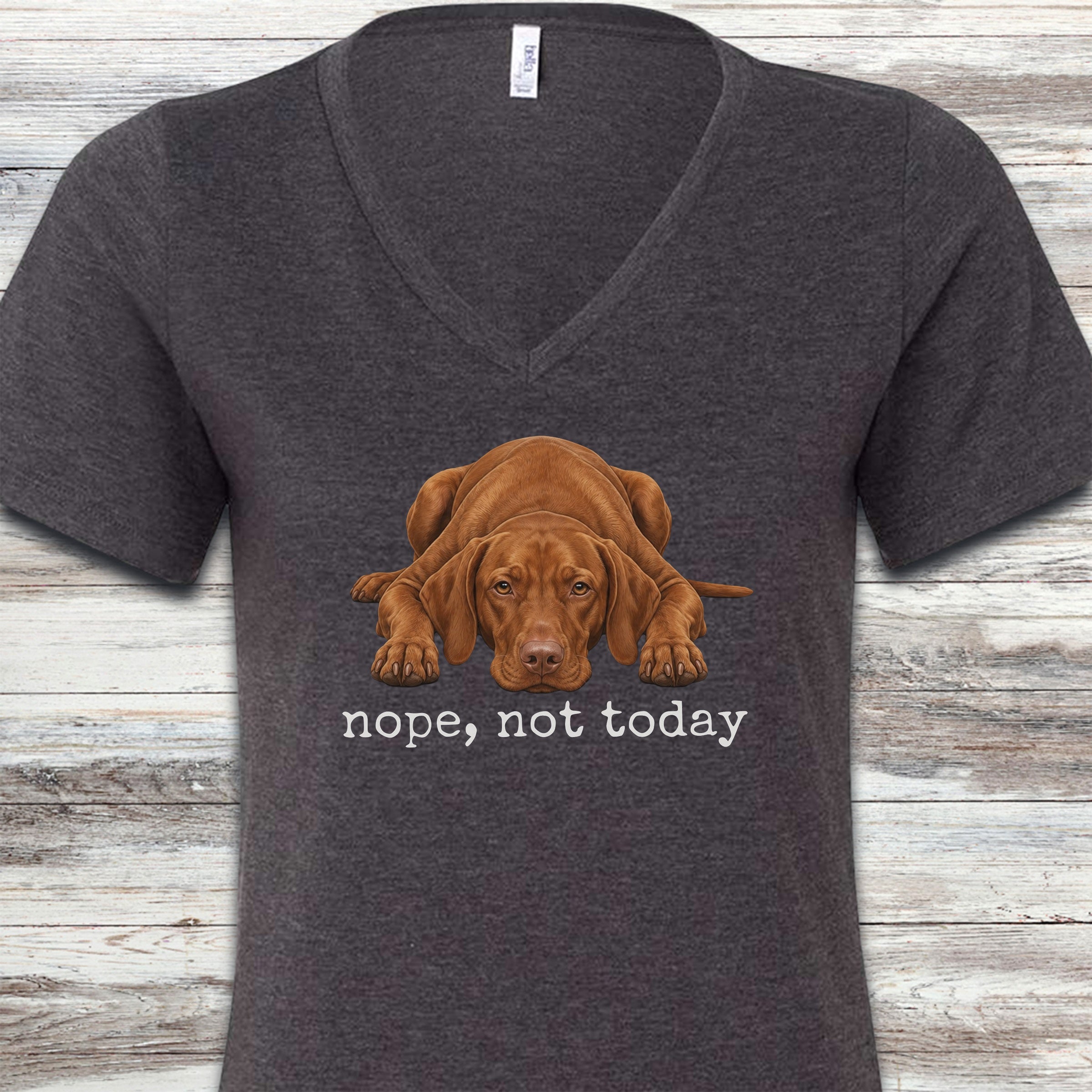 Vizsla Nope V-Neck Tee - Dark Grey Heather