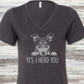 Smooth Collie Herd You V-Neck Tee - Dark Grey Heather