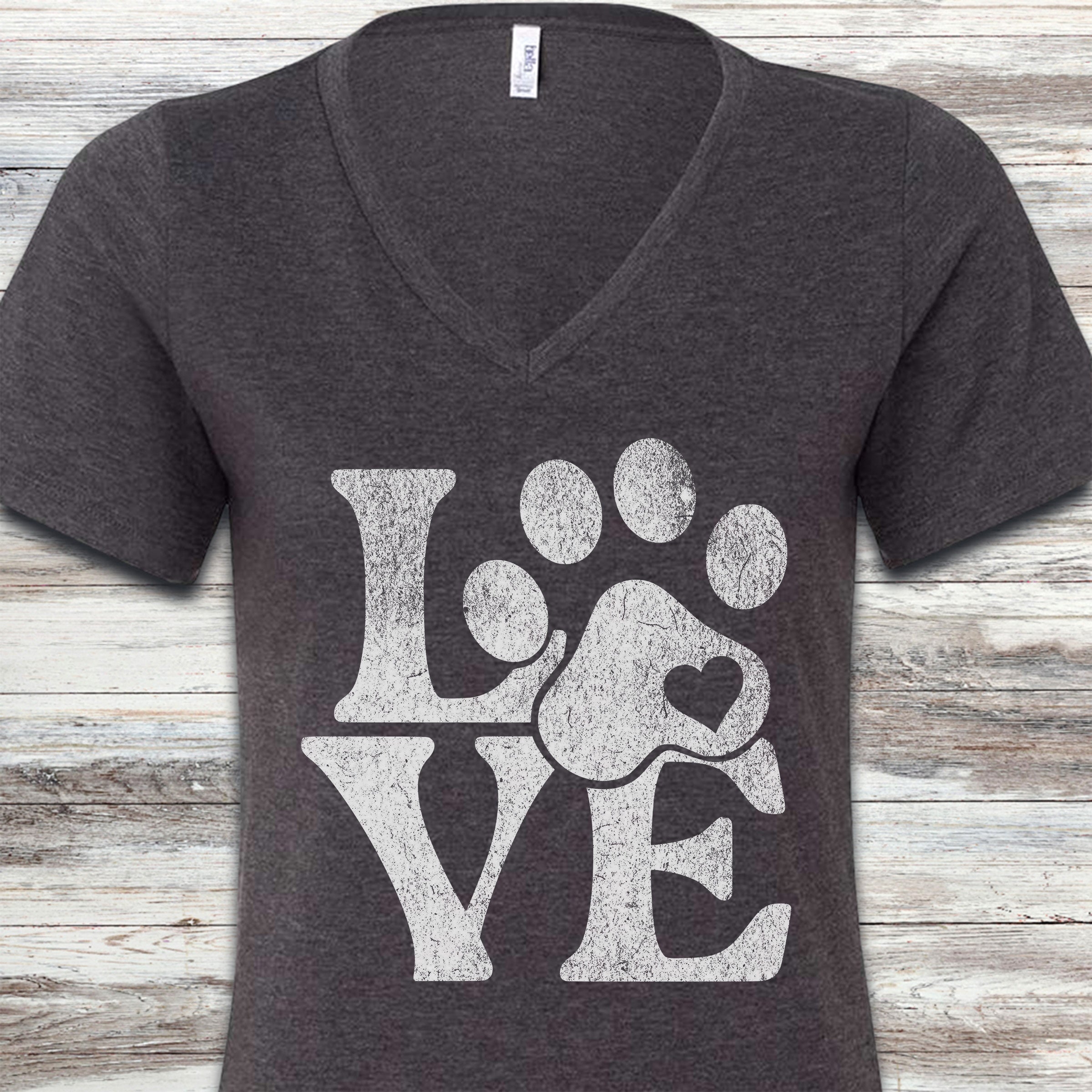 Love V-Neck Tee - Dark Grey Heather