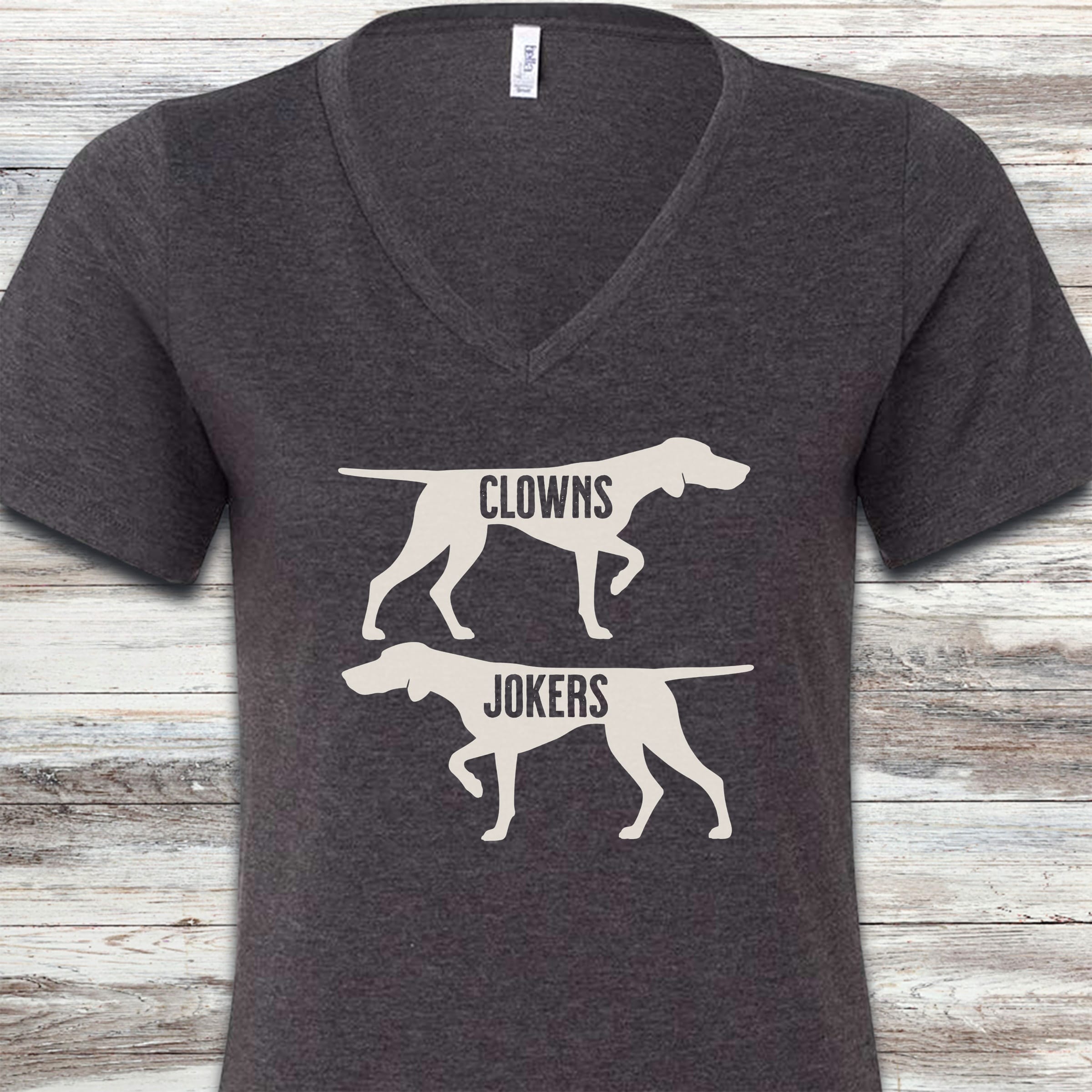 Clowns or Jokers Pointer V-Neck Tee - Dark Grey Heather