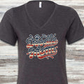 Doodle USA Mom V-Neck Tee - Dark Grey Heather