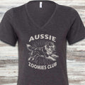 Australian Shepherd Zoomies V-Neck Tee - Dark Grey Heather