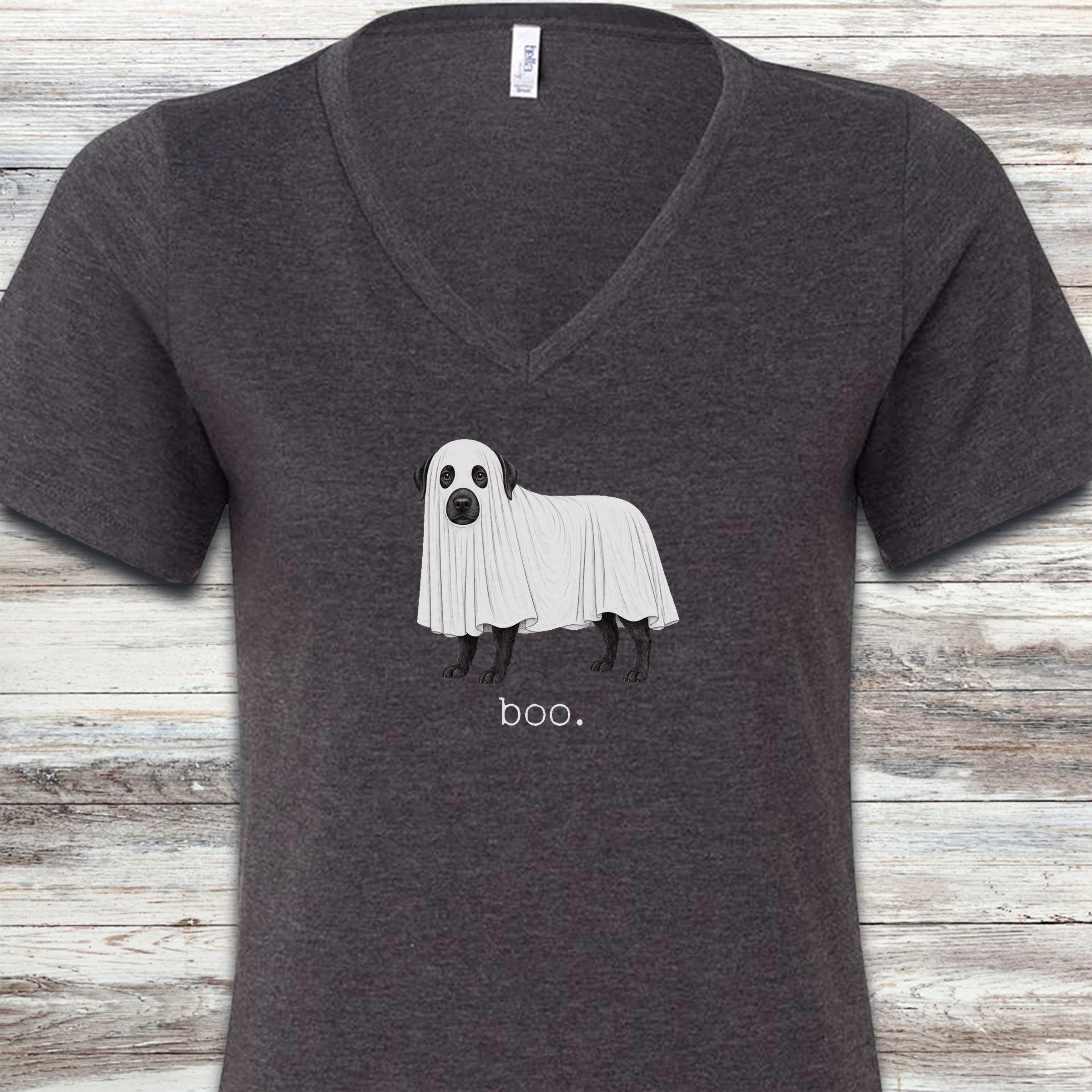 Labrador Retriever Black Boo V-Neck Tee - Dark Grey Heather