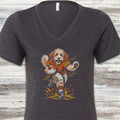 Doodle Football V-Neck Tee - Dark Grey Heather
