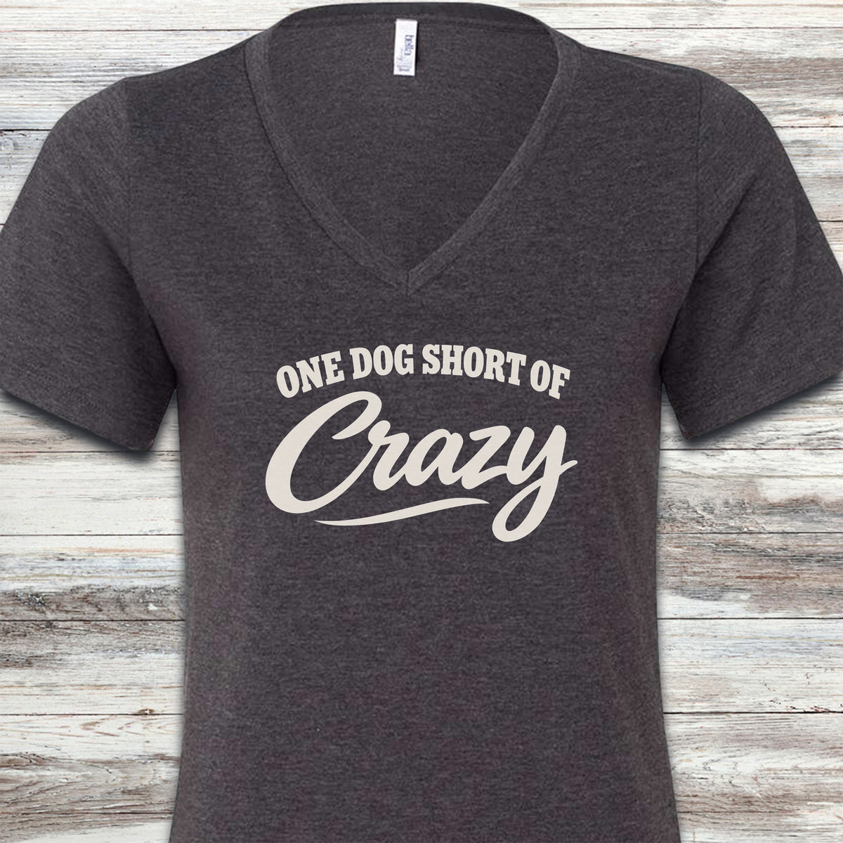 Short of Crazy V-Neck Tee - Dark Grey Heather