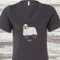 Vizsla Boo V-Neck Tee - Dark Grey Heather