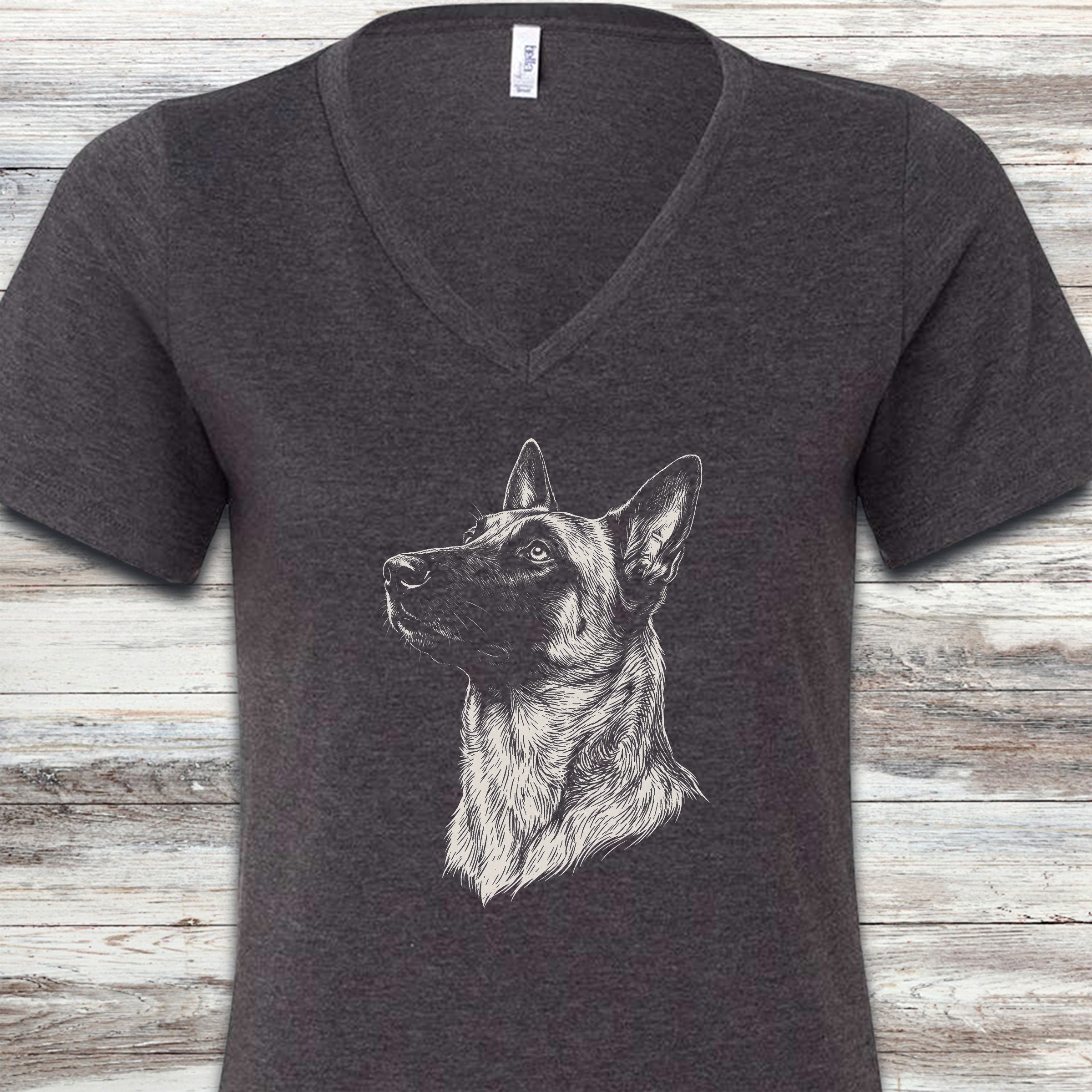 Belgian Malinois Loyalty V-Neck Tee - Dark Grey Heather
