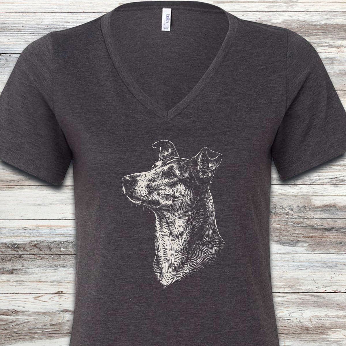 Smooth Collie Loyalty V-Neck Tee - Dark Grey Heather