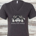 Husky Nope V-Neck Tee - Dark Grey Heather