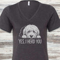 Old English Sheepdog Herd You V-Neck Tee - Dark Grey Heather