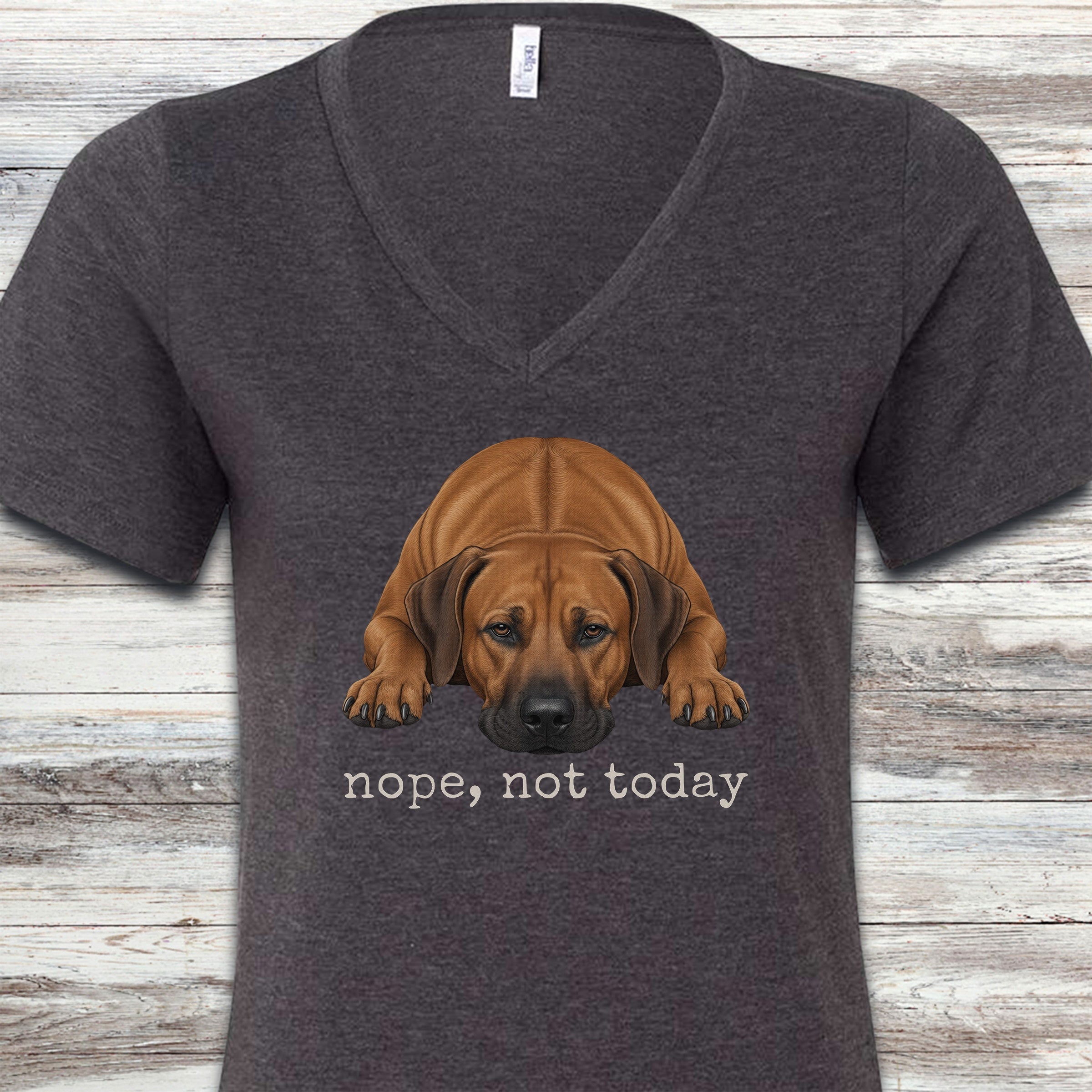 Rhodesian Ridgeback Nope V-Neck Tee - Dark Grey Heather