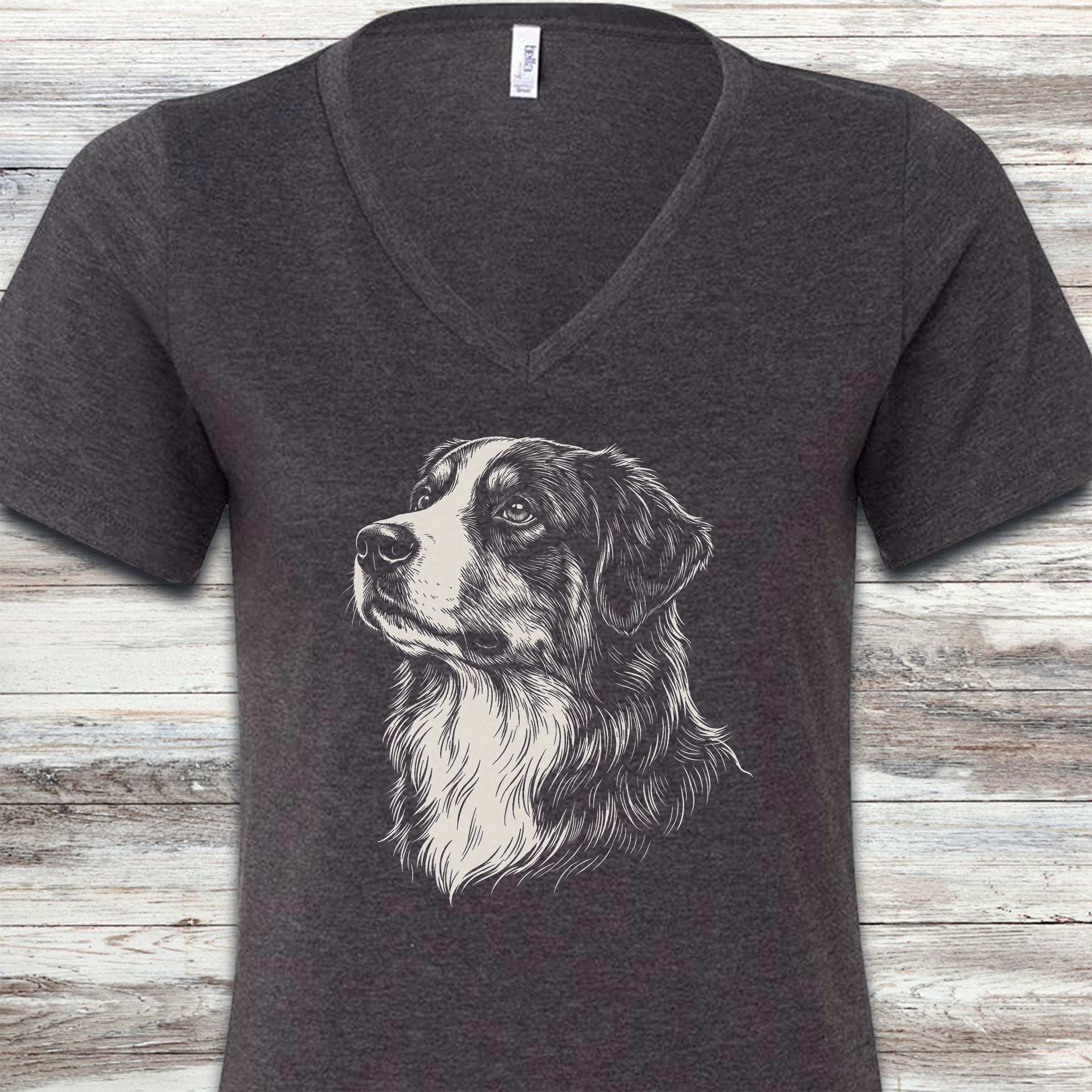 Australian Mountain Dog Loyalty V-Neck Tee - Dark Grey Heather