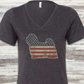 Maltese Vintage USA V-Neck Tee - Dark Grey Heather