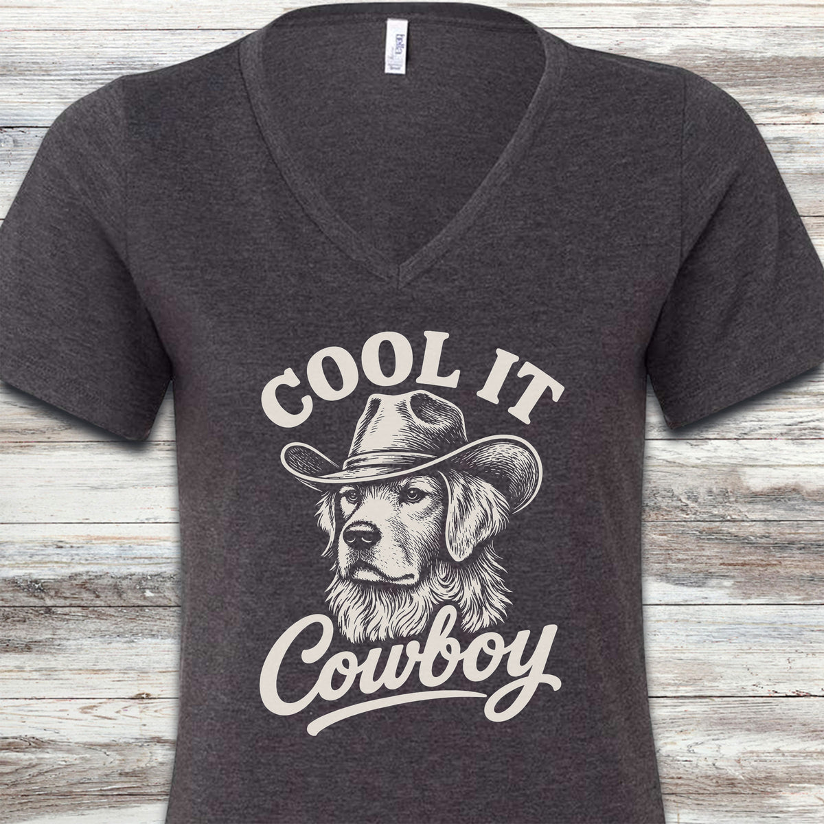 Golden Retriever Cool It V-Neck Tee - Dark Grey Heather