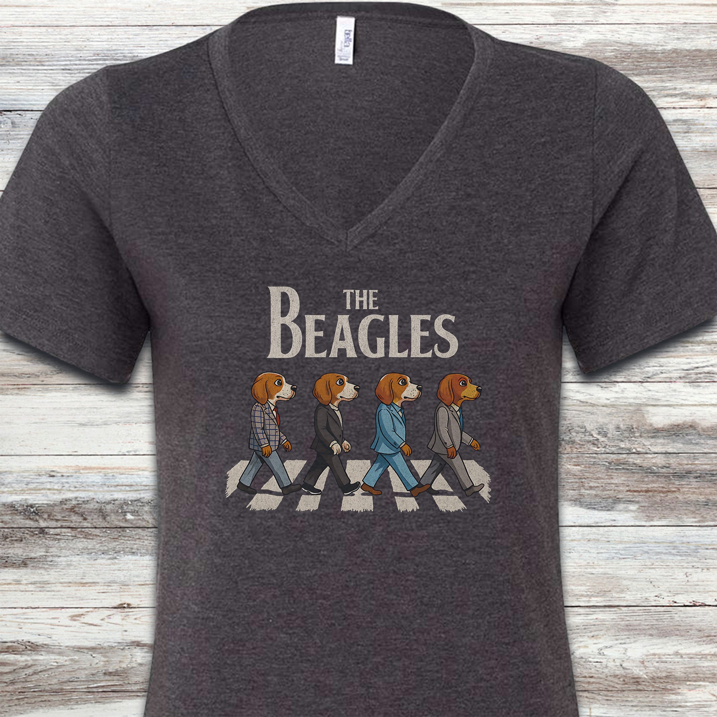 The Beagles V-Neck Tee - Dark Grey Heather