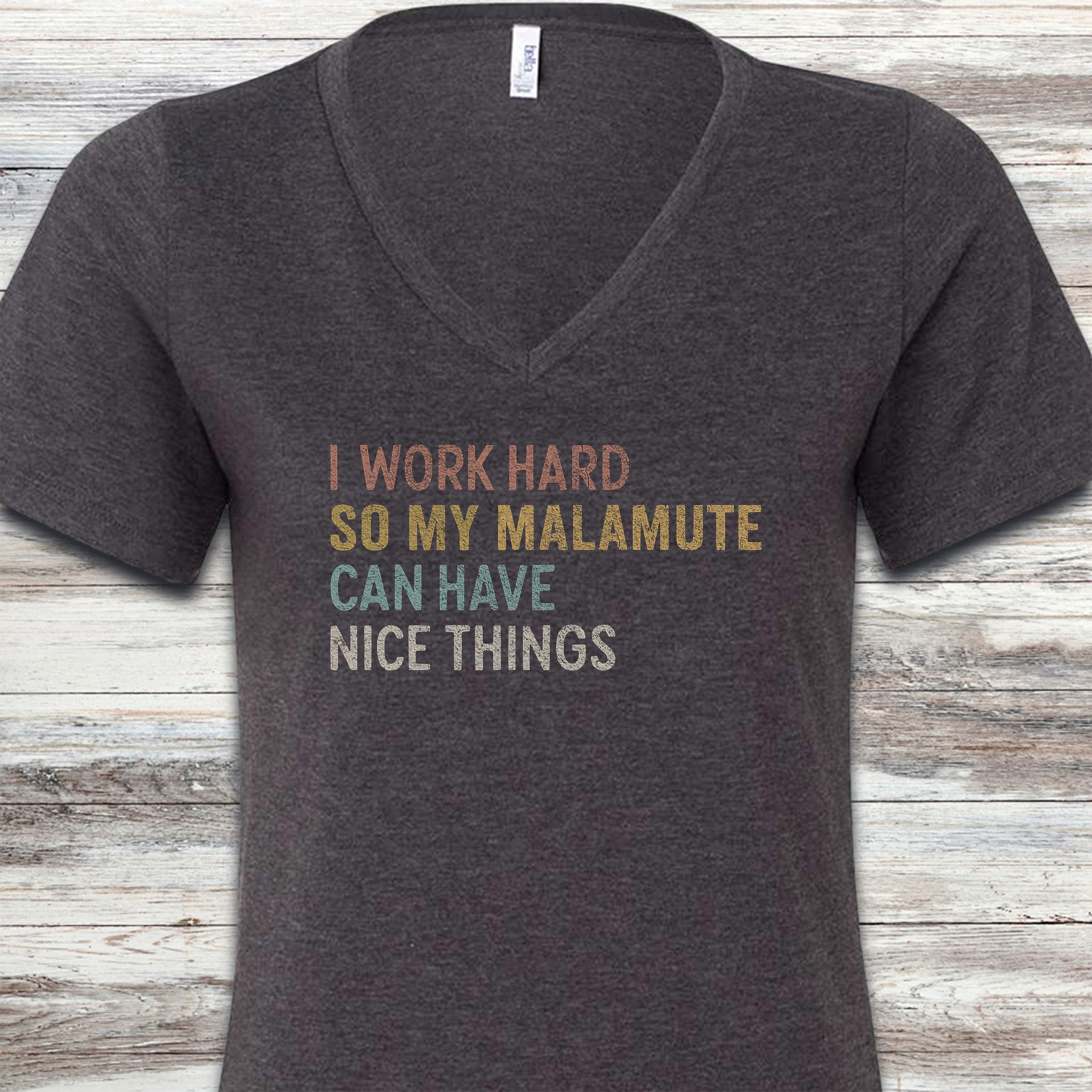 Malamute Work Hard V-Neck Tee - Dark Grey Heather