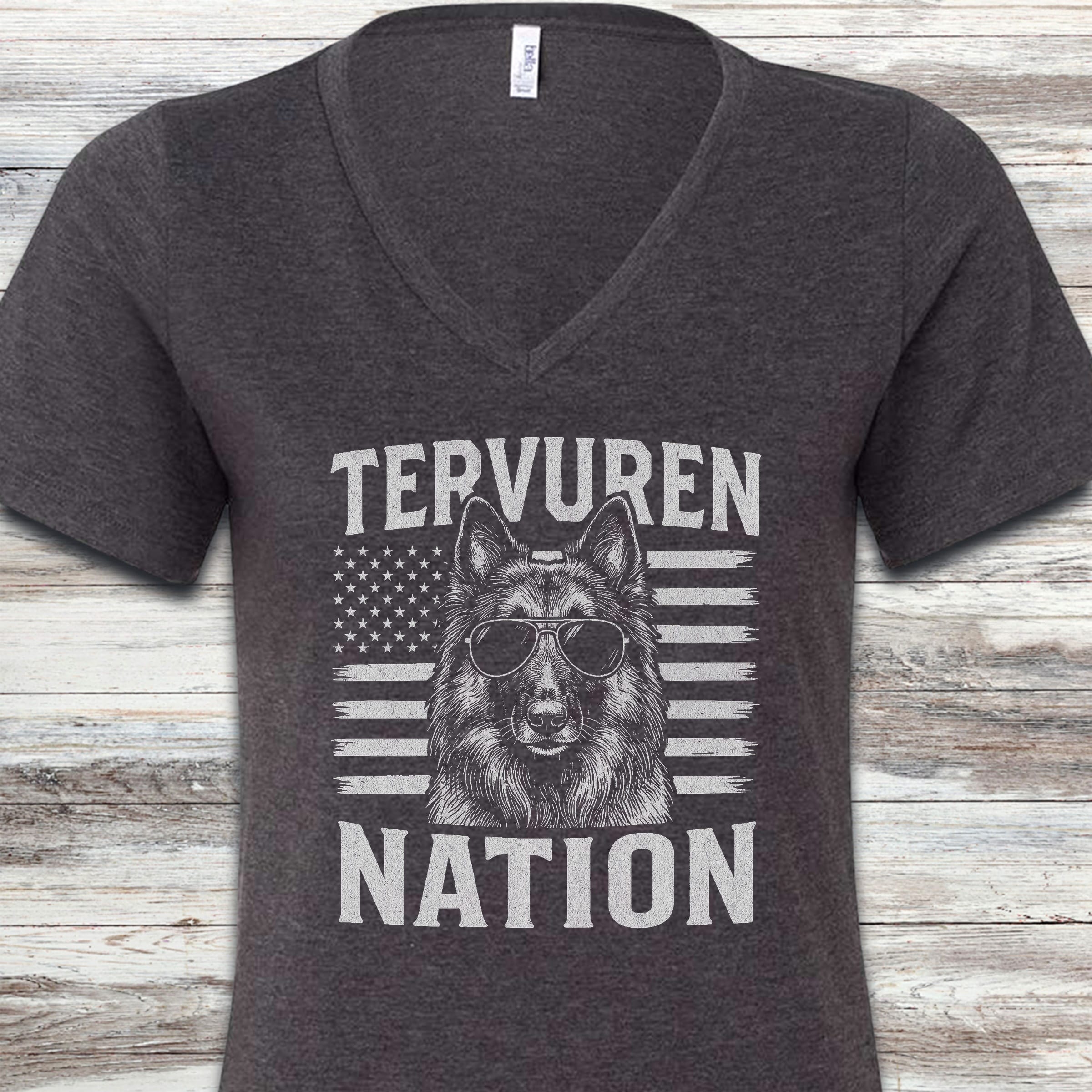 Belgian Tervuren Nation V-Neck Tee - Dark Grey Heather