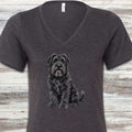 Bouvier Watercolor V-Neck Tee - Dark Grey Heather