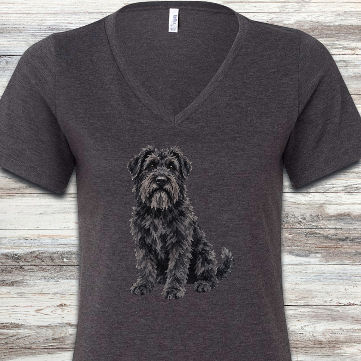 Bouvier Watercolor V-Neck Tee - Dark Grey Heather