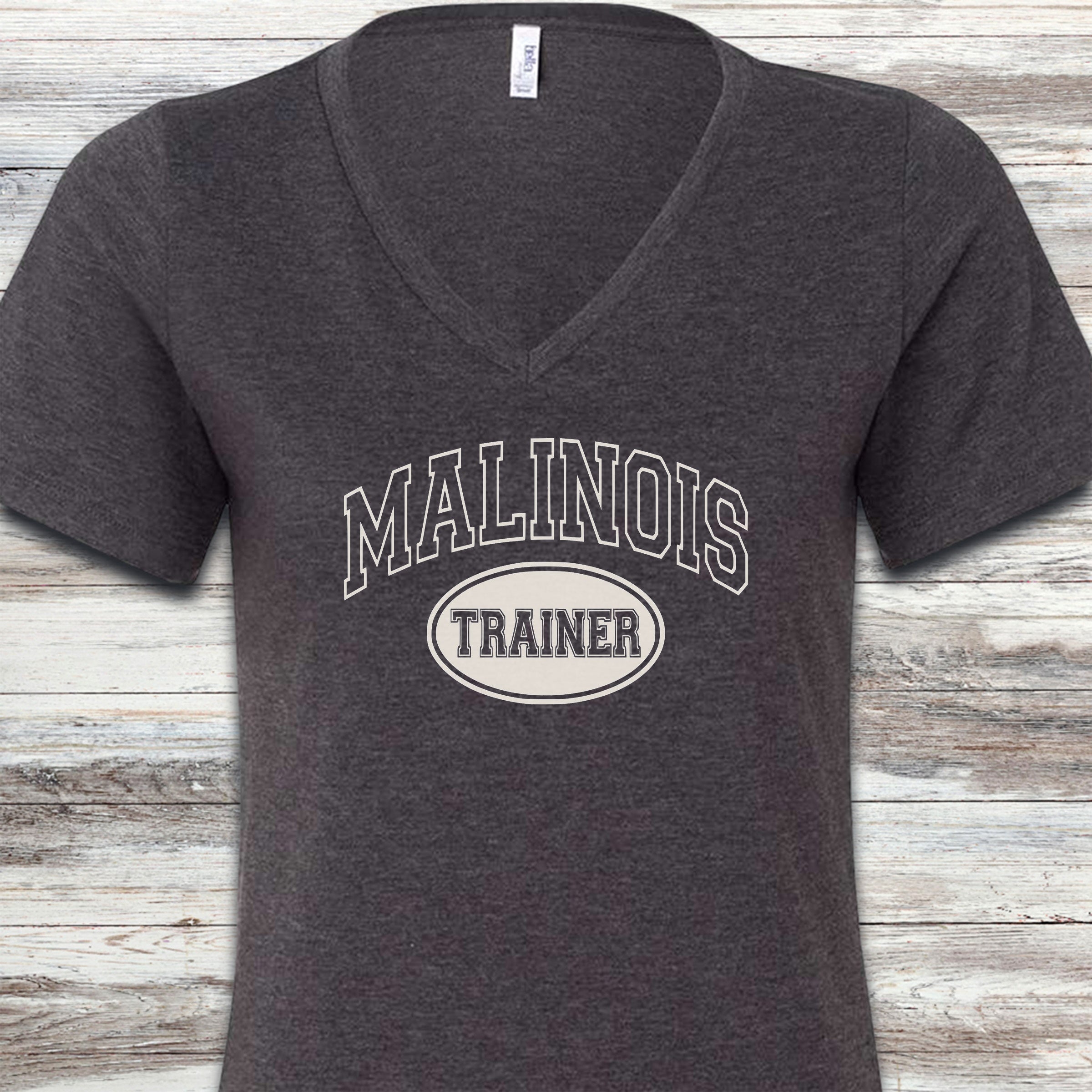 Belgian Malinois University Trainer V-Neck Tee - Dark Grey Heather