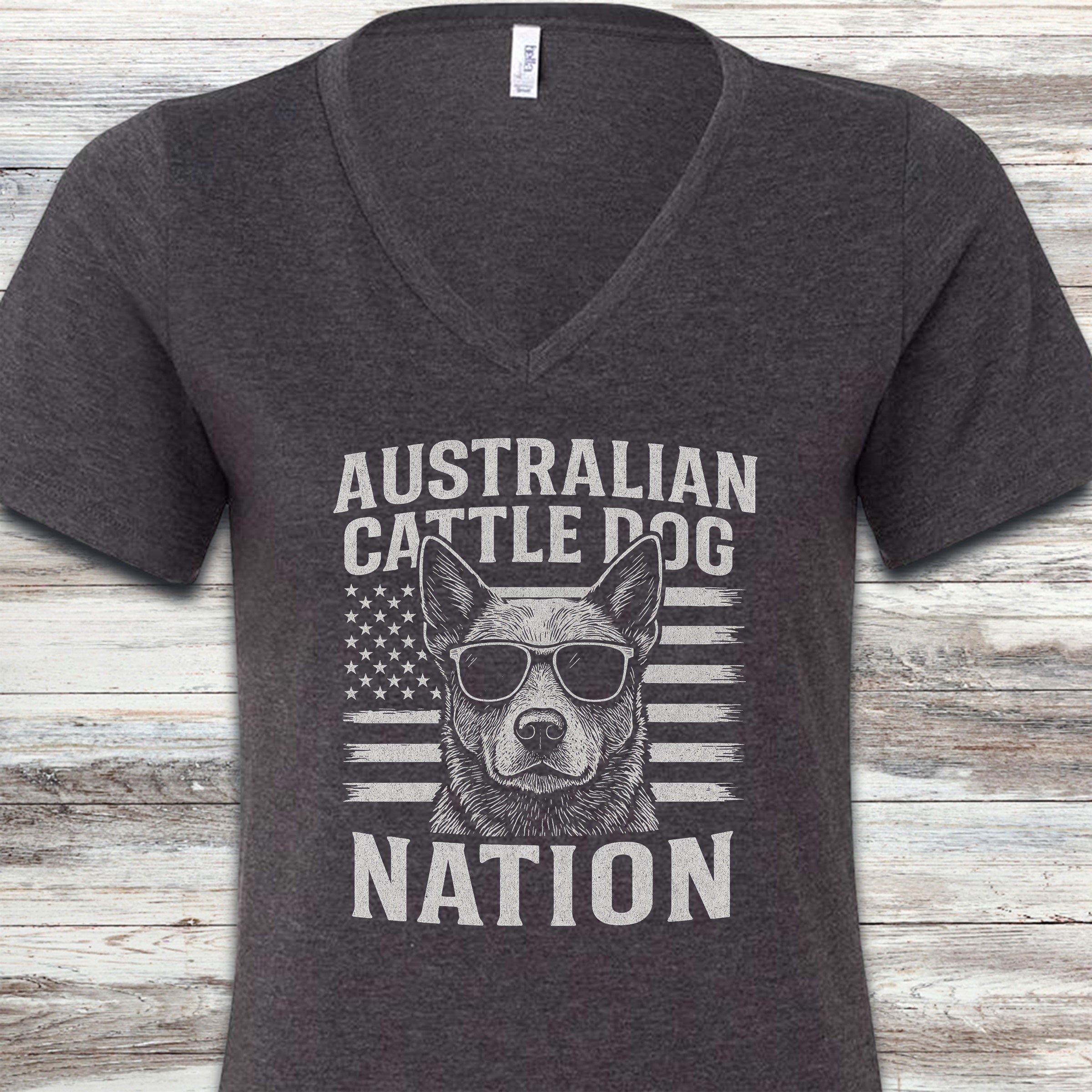 Australian Cattle Dog Nation V-Neck Tee - Dark Grey Heather