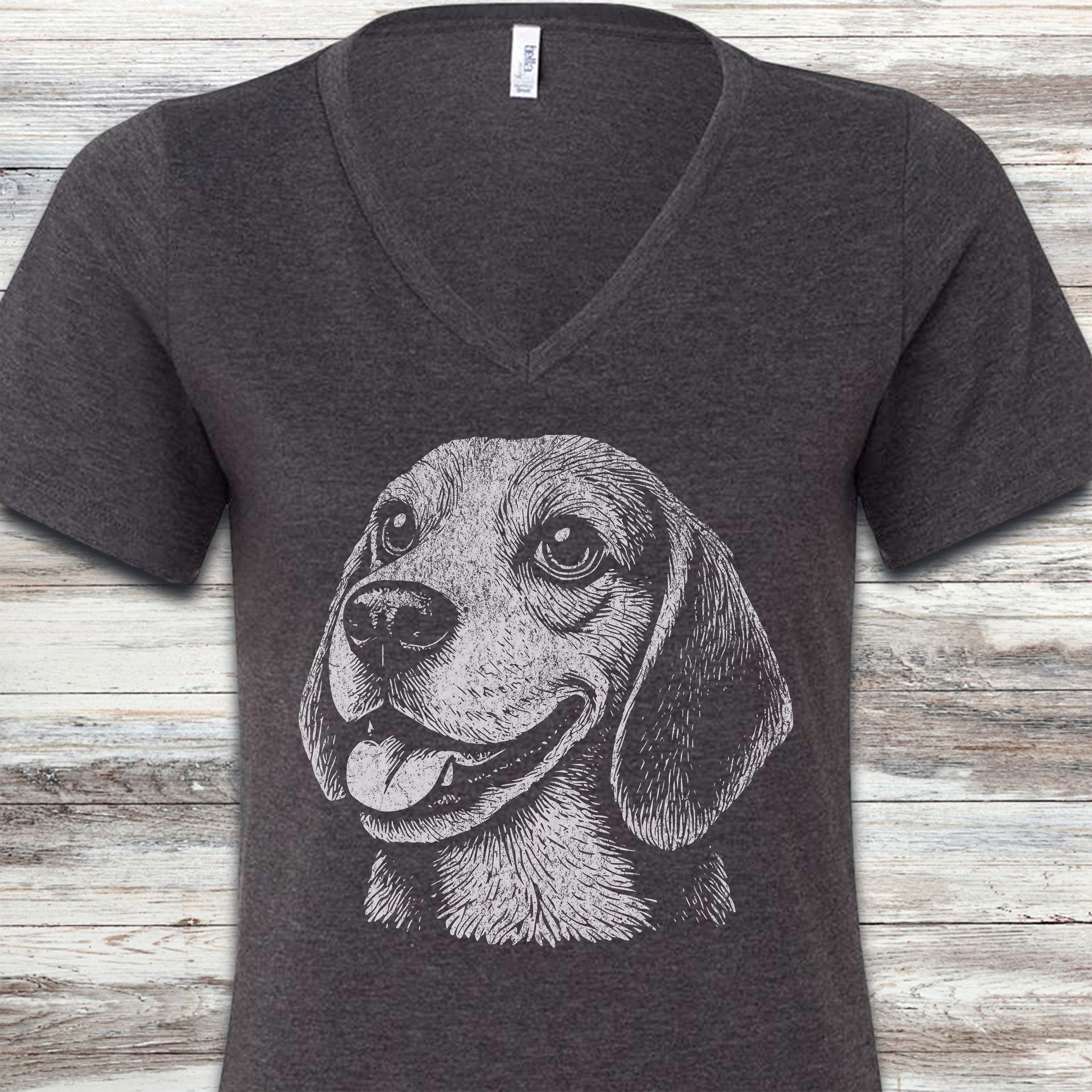 Beagle V-Neck Tee - Dark Grey Heather