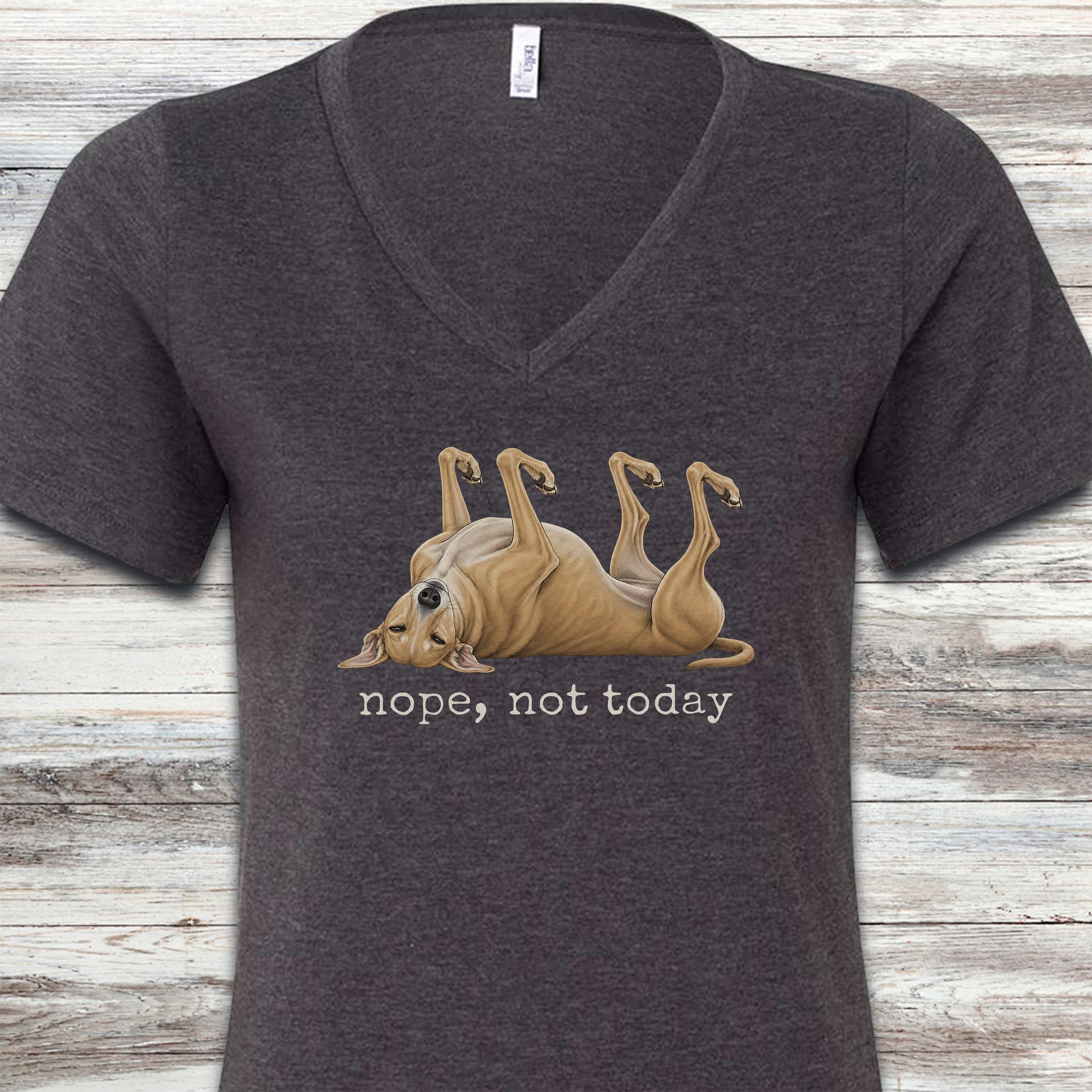 Greyhound Nope V-Neck Tee - Dark Grey Heather
