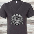 Border Collie Flyball Racing V-Neck Tee - Dark Grey Heather