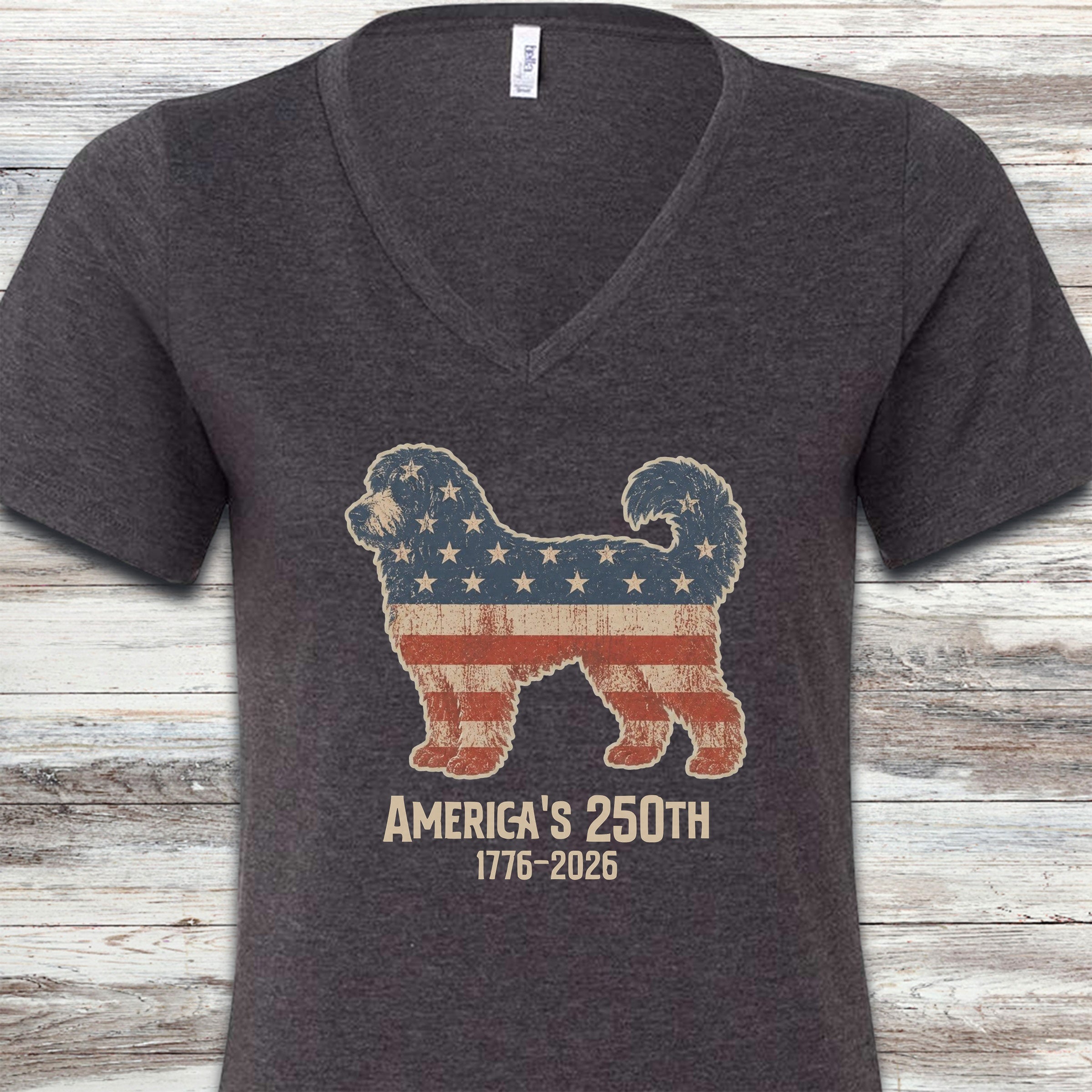 Bernedoodle 250 V-Neck Tee - Dark Grey Heather
