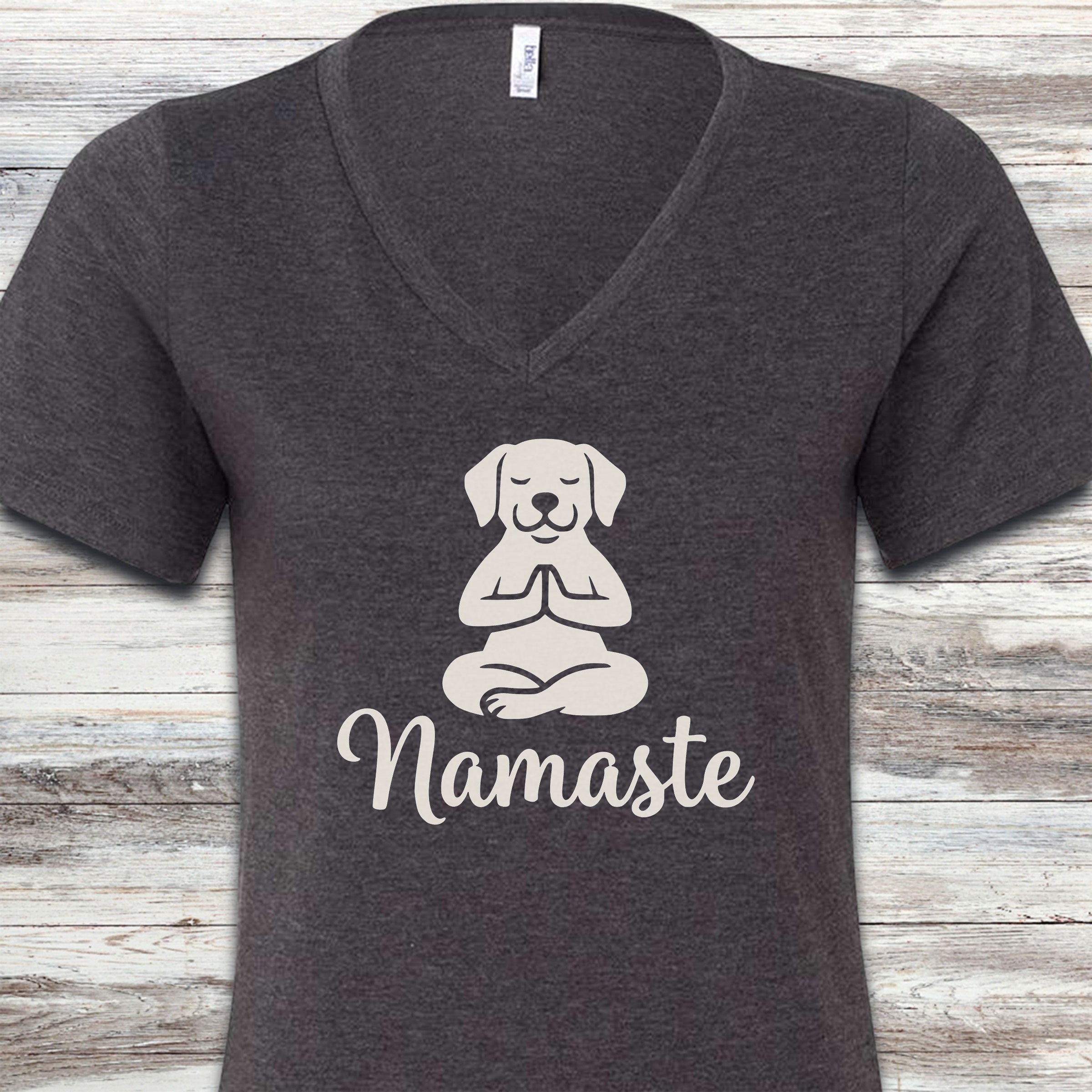 Namaste V-Neck Tee - Dark Grey Heather